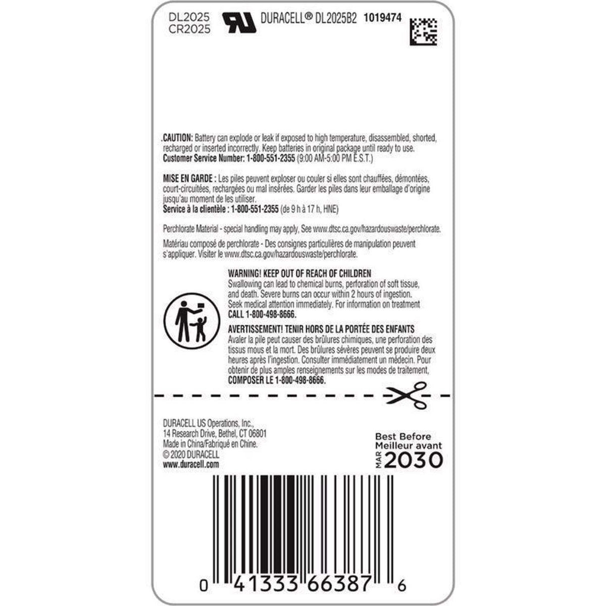 Duracell CR2025 (2) Pack Lithium Coin 2025 3 V 165 Ah DL2025B2PK ...