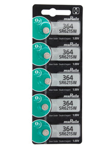 Murata (Replaces Sony) 364 SR621SW 23mAh 1.55V Silver Oxide Watch Battery