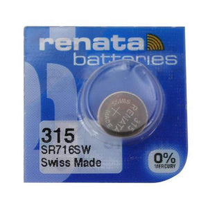 Renata 315 19mAh 1.55V Silver Oxide Coin Cell Battery - Watchbatteries