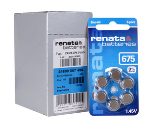 Renata ZA675 Mercury Free Hearing Aid Batteries - 6 Pack