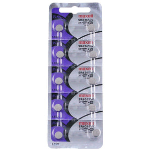 Maxell 377 (TEN STRIP) SR626SW 27mAh 1.55V Silver Oxide Button Cell Battery - Watchbatteries