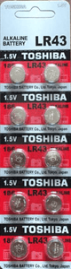 Toshiba LR43 Alkaline Battery (Ten Pack) - Watchbatteries