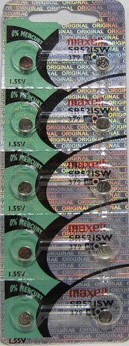 Maxell 379 (TEN STRIP) SR521SW 15mAh 1.55V Silver Oxide Button Cell Battery - Watchbatteries