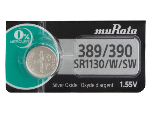 Murata (Replaces Sony) 389/390 SR1130 82mAh 1.55V Silver Oxide Watch Battery