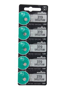 Murata (Replaces Sony) 319 SR527SW 22.5mAh 1.55V Silver Oxide Watch Battery