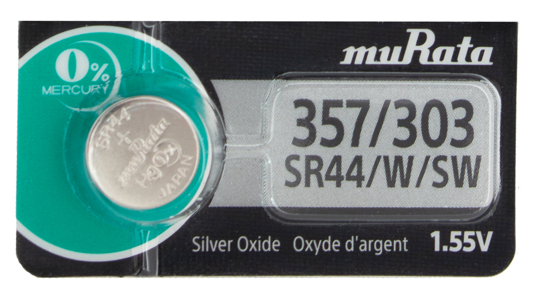 Murata (Replaces Sony) 357/303 SR44W 160mAh 1.55V Silver Oxide Watch Battery