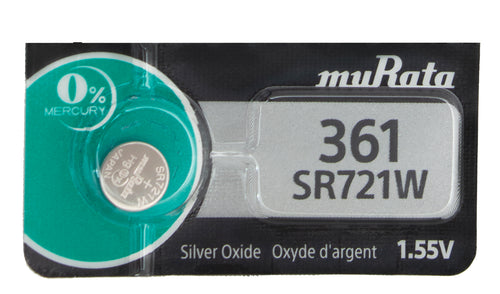 Murata (Replaces Sony) 361 SR721W 24mAh 1.55V Silver Oxide Watch Battery