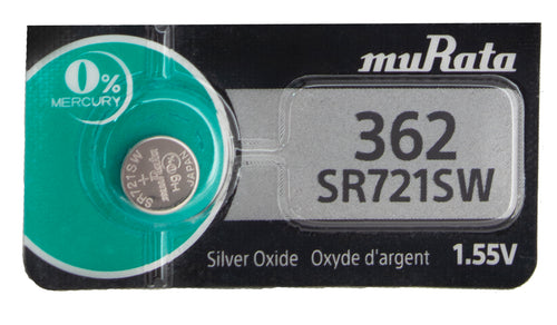 Murata (Replaces Sony) 362 SR721SW 24mAh 1.55V Silver Oxide Watch Battery