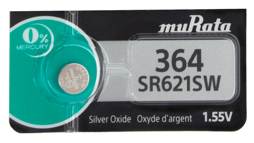 Murata (Replaces Sony) 364 SR621SW 23mAh 1.55V Silver Oxide Watch Battery
