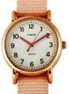 Timex Women's TW2R59900 Weekender 31mm Pink/Rose Gold-Tone Nylon Slip-Thru St...