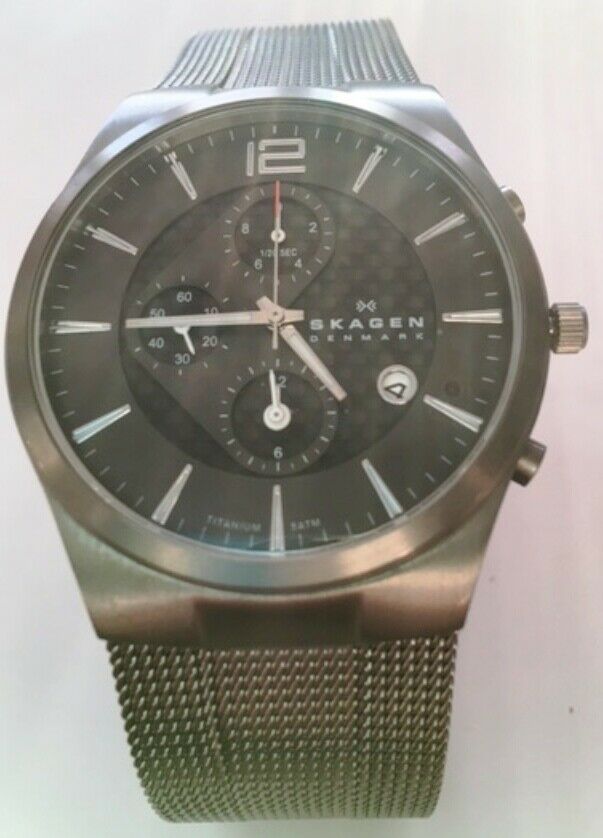 Skagen Men's Titanium Chronograph Slim Watch 906XLTTM MSRP$225.00 Store Display