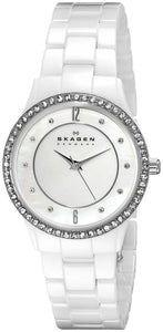 Skagen Womens 347SSXWC White Ceramic Glitz Watch - Watchbatteries