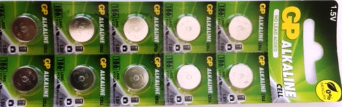 GP186 LR43  Alkaline Batteries Ten Strip No Lead Added/0% Mercury - Watchbatteries