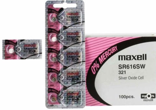 Maxell 321 SR616SW 16mAh 1.55V Silver Oxide Button Cell Battery - Watchbatteries