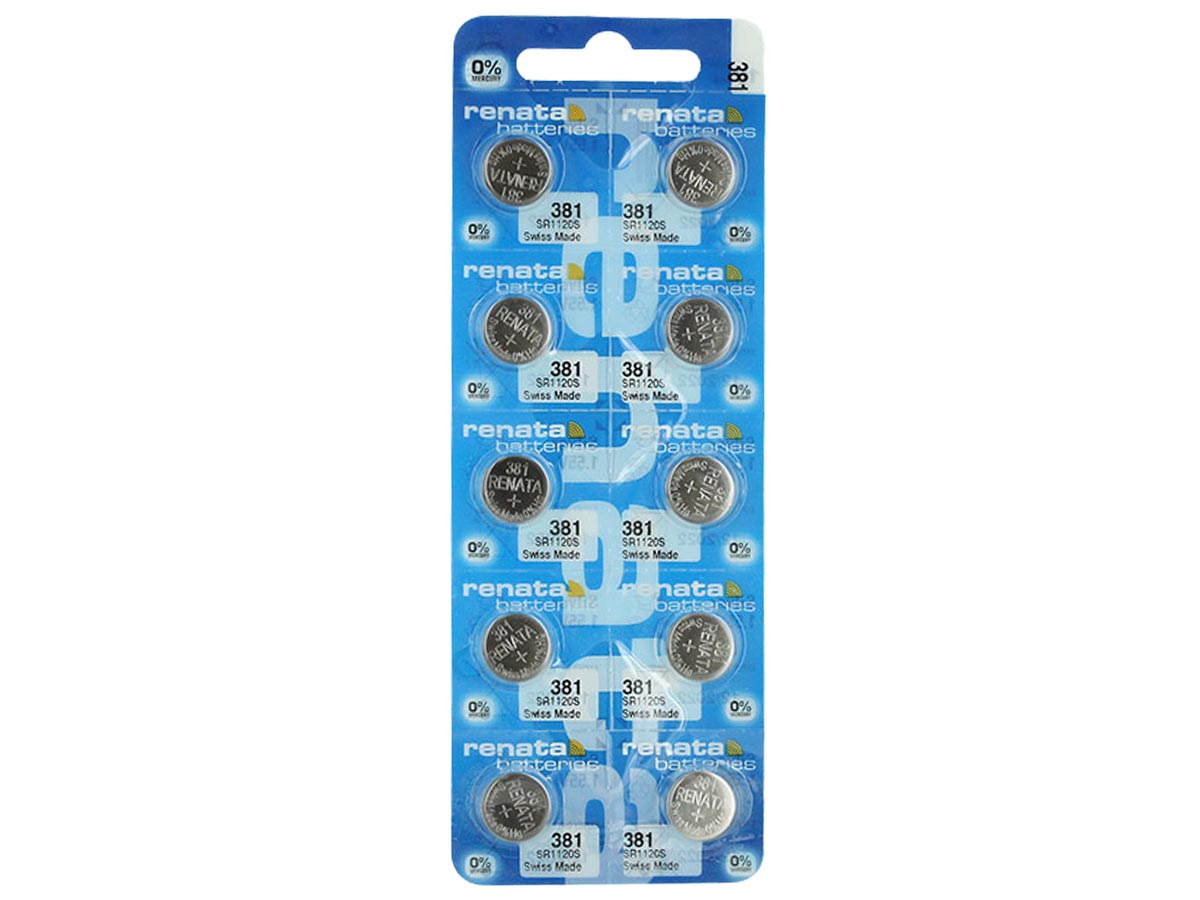 Renata 381 SR1120SW 50mAh 1.55V Silver Oxide Coin Cell Battery ...