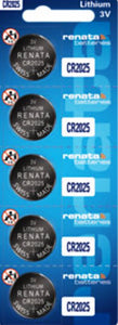 Renata CR2025TS 165mAh 3V Lithium Primary (LiMNO2) Coin Cell Battery Tear Strip