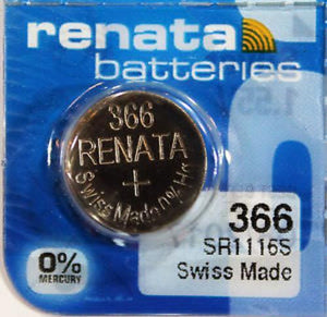 Renata 366 47mAh 1.55V Silver Oxide Coin Cell Battery - Watchbatteries