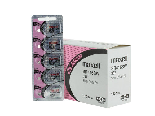 Maxell 337 SR416SW 8.3mAh 1.55V Silver Oxide Button Cell Battery - Watchbatteries