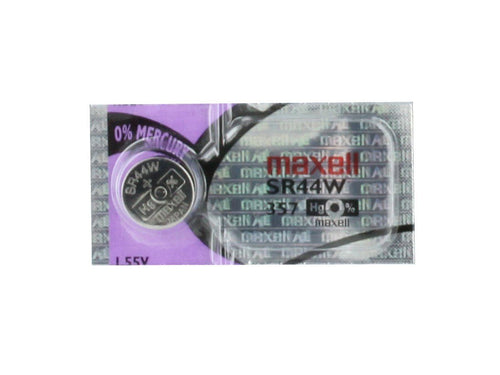 Maxell SR44W 357 165mAh 1.55V Silver Oxide Button Cell Battery - Watchbatteries