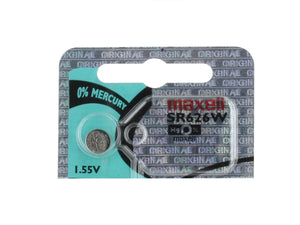 Maxell 376 SR626W 28mAh 1.55V Silver Oxide Button Cell Battery - Watchbatteries