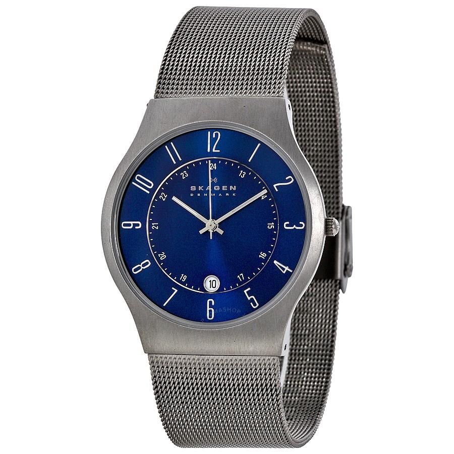 Skagen Mens 233XLTTN Titanium Blue Dial Watch NO BOX,just the watch - Watchbatteries